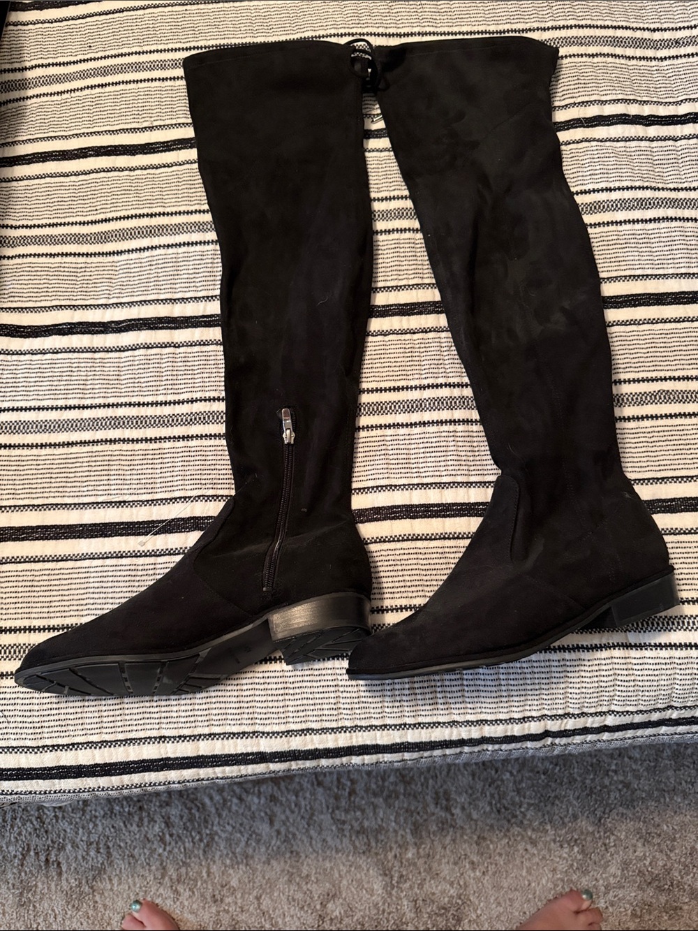 Marc Fisher Black Over-the-Knee Suede Boots with Side Zipper
